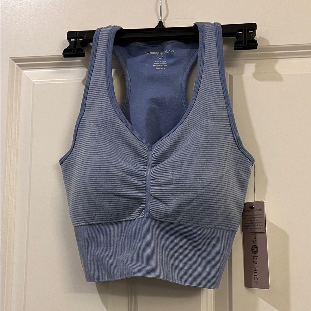 Harmony Balance Blue Ribbed Sports Bra
